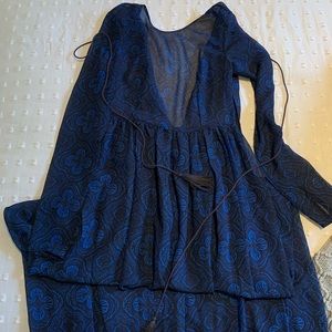 Maxi sheer navy blue dress comes with slip